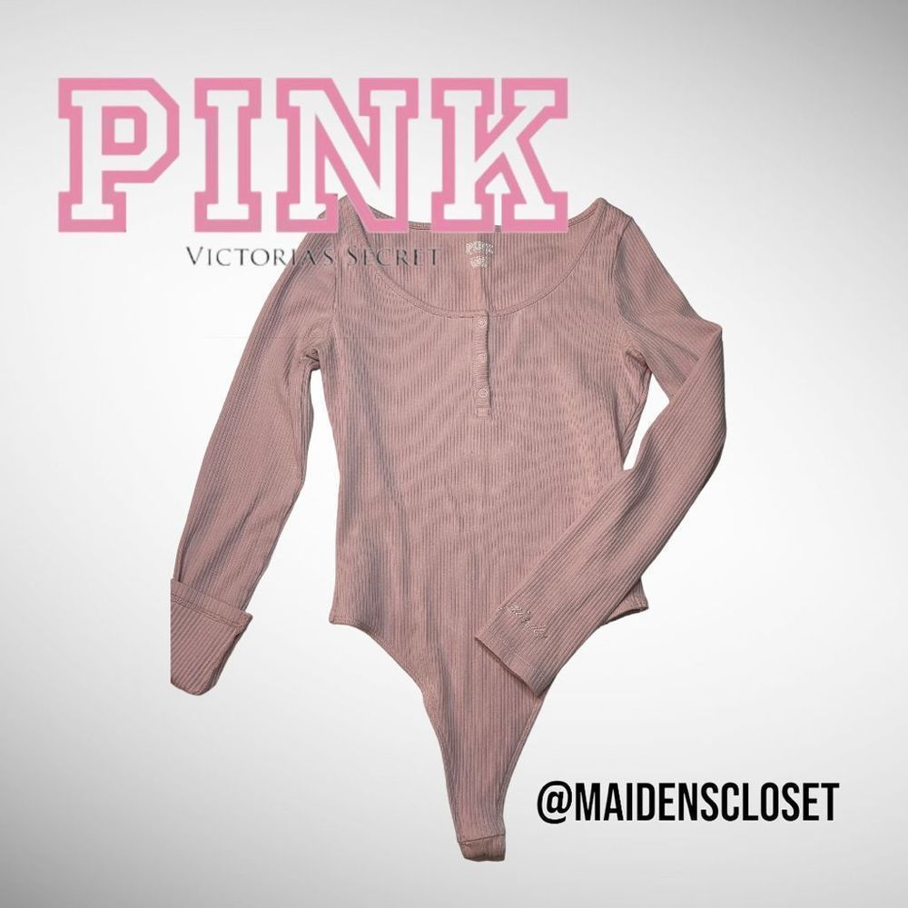 Victoria Secret PINK Ribbed Button-Up Bodysuit